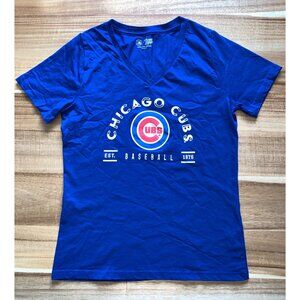 Genuine Merchandise Chicago Cubs Womens Blue V-Neck T-Shirt Size Large